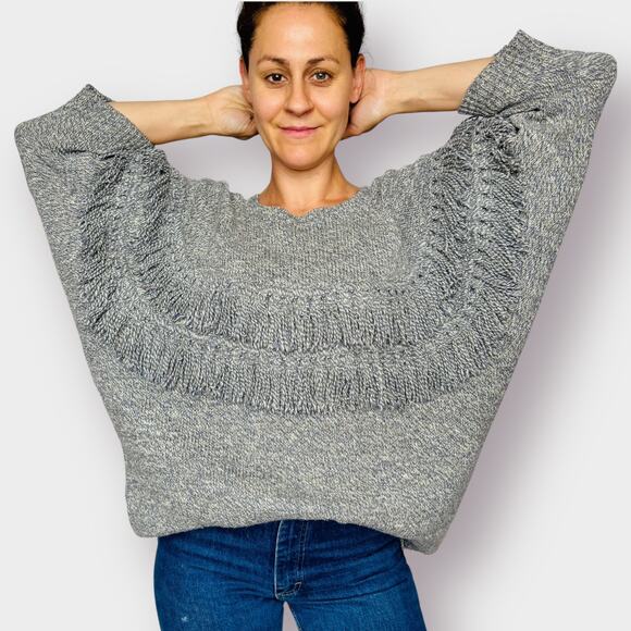 90s Bonnie Lee Leroy Gray Fringe Sweater - Picture 2 of 8